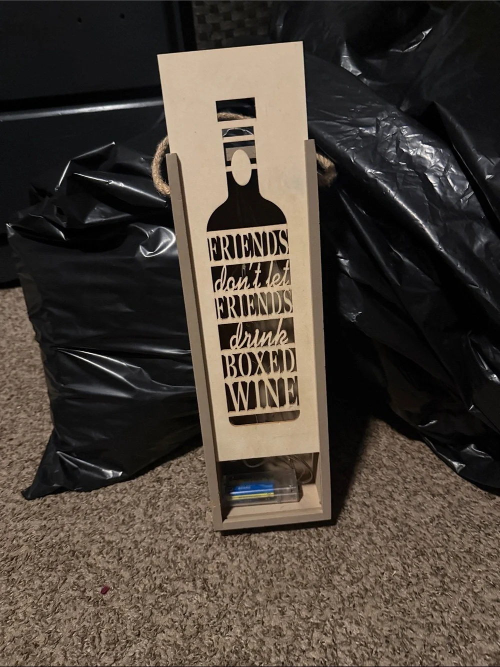 Cream Wooden Wall Sign - Friends Don't Let Friends Drink Boxed Wine